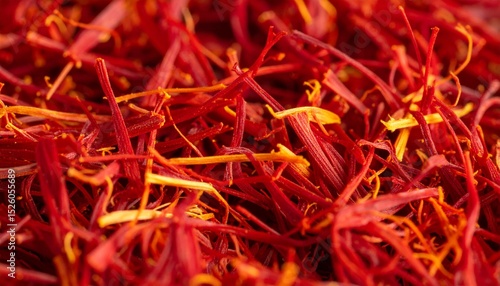Bright Strands of Saffron Displayed in Close-Up With Rich Colors and Textures Showcasing Its Unique Characteristics and Culinary Uses