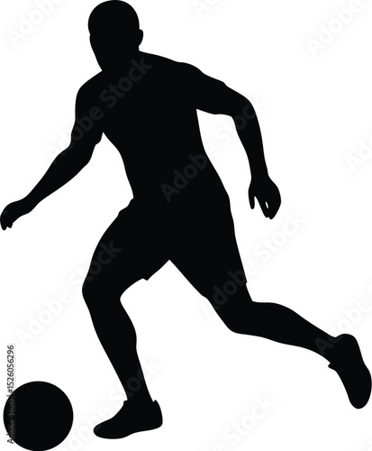 American football player silhouette dribbling isolated on white background