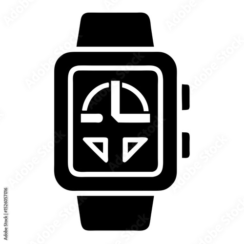 Stylish smartwatch icon design. Modern smartwatch interface with digital clock and control buttons. Smartwatch graphic for mobile app development.