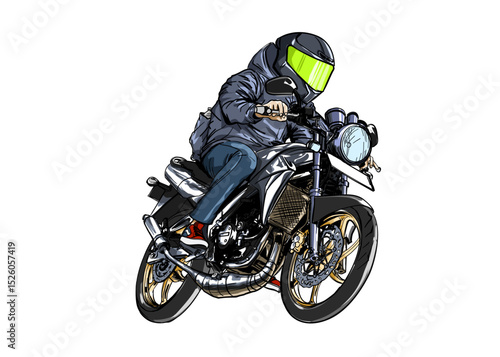 man riding his favorite sports motorbike