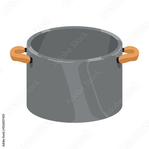 Large Cooking Pot Vector Illustration – Flat Style Cartoon Stock Image of a Kitchen Stockpot with Side Handles