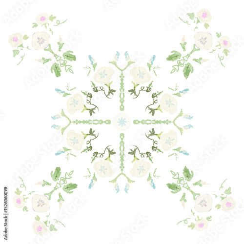 Wallpaper Mural 朝顔日和ー白　Morning Glory Mandala – Blooming in White De Torontodigital.ca