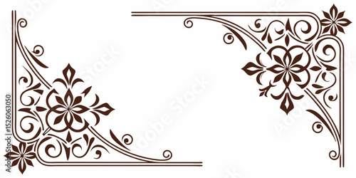 black and white floral ornament frame and Eslimi Tazhib Iranian Art Design Text Box Text Input Area Floral Vector Old Vintage Art