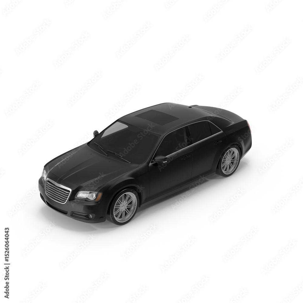 Obraz premium Black Luxury Sedan Car Isolated on Transparent Background