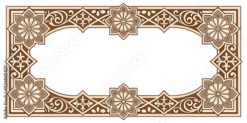 black and white floral ornament frame and Eslimi Tazhib Iranian Art Design Text Box Text Input Area Floral Vector Old Vintage Art