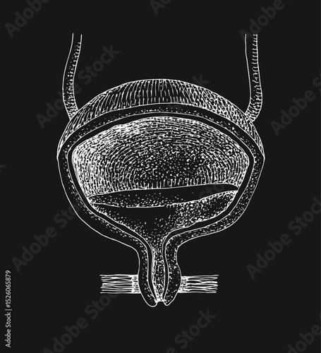 Human bladder anatomy hand drawn vector