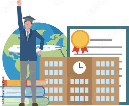 海外留学のイメージイラスト