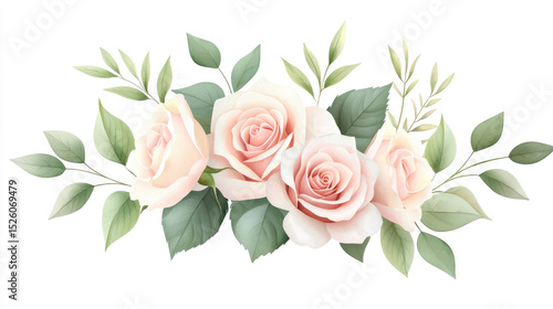 Elegant floral arrangement featuring soft pink roses and lush greenery in a minimalist setting ideal for weddings or celebrations