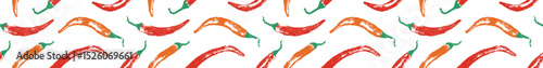 Vector seamless hand drawn chili pepper pattern. Spicy print for fabric, food packaging, kitchen textiles, and branding. Organic agronomy concept in handmade style.