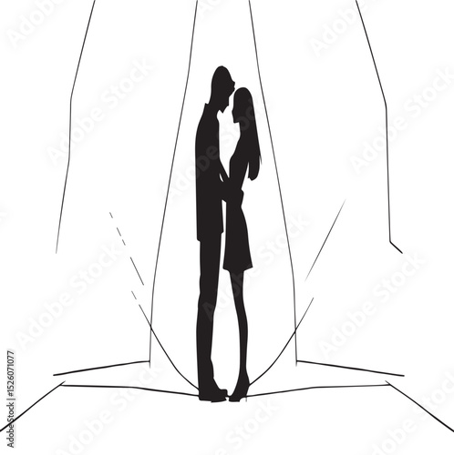 Romantic Couple Silhouette with Stage Lights
