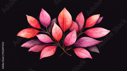 Vibrant leaf arrangement nature setting digital artwork colorful background close-up botanical concept for nature lovers