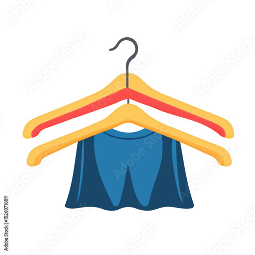 Hangers vector 2D flat illustration, isolated on a white background.