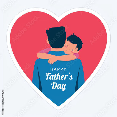 Heart-Shaped Father's Day Illustration – Loving Father and Child Embrace