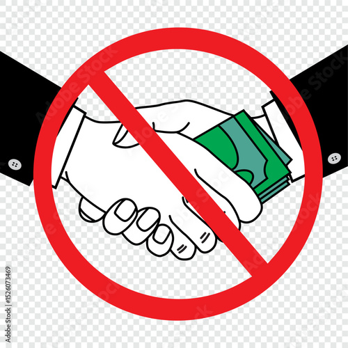 Hand drawn of stop corruption sign, vector illustration