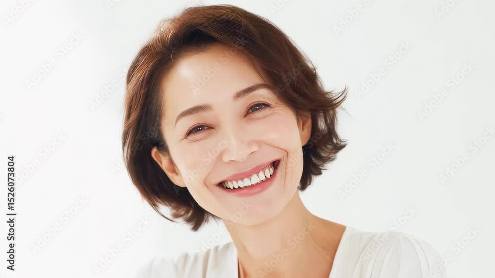 明るく元気な大人の女性のナチュラルな笑顔 明るく元気な大人の女性のナチュラルな笑顔