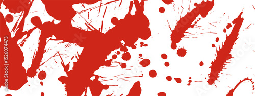 Blood splatters and smears pattern. Red splashes, streaks, and drops for spooky backgrounds.