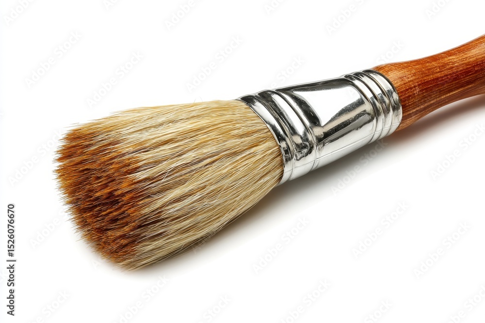 Close-up paint brush with wooden handle Close-up paint brush with wooden handle