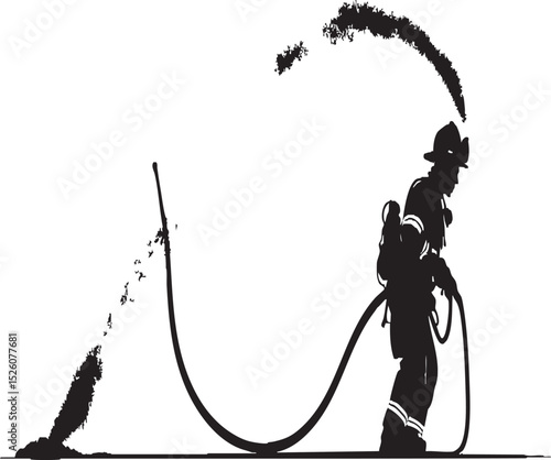 Firefighter with Hose and SCBA Silhouette