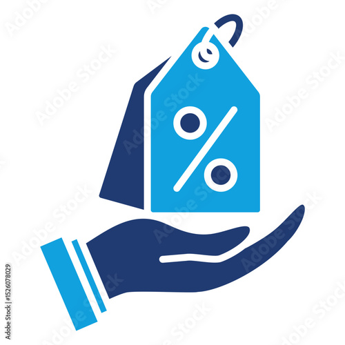 Discount Offer Flat Blue Icon