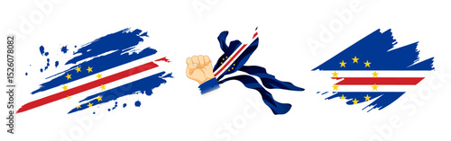 Vector illustration of Cape Verde flag composition on transparent background