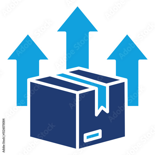 Product Growth Flat Blue Icon