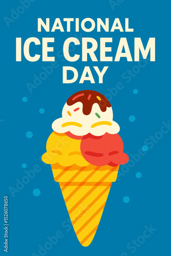 National Ice Cream Day poster concept with bright colors and attractive typography