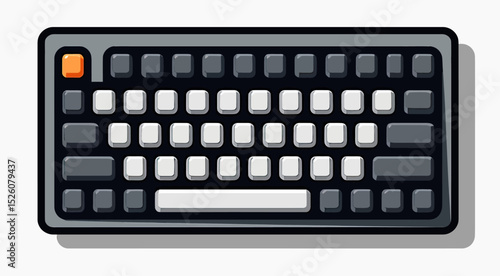 A minimalist top-down vector illustration of a compact mechanical keyboard, a clean and modern cartoon graphic for tech websites, gamer branding, or app icons.
