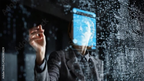 Exploring digital data visualization in a modern office environment with advanced technology
