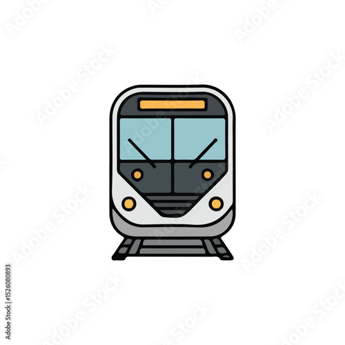 Front View Metro Train Icon – Flat Urban Railway Illustration

