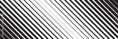 Diagonal black and white stripes pattern. Graphic background with slanted lines, modern geometric design, high contrast optical illusion texture. Abstract vector illustration.