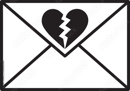 Broken heart in envelope sadness grief loss