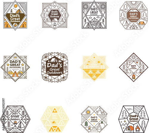  "Dad's Great Outdoors" Geometric Camping & Nature T-Shirt Design Bundle for Father's Day