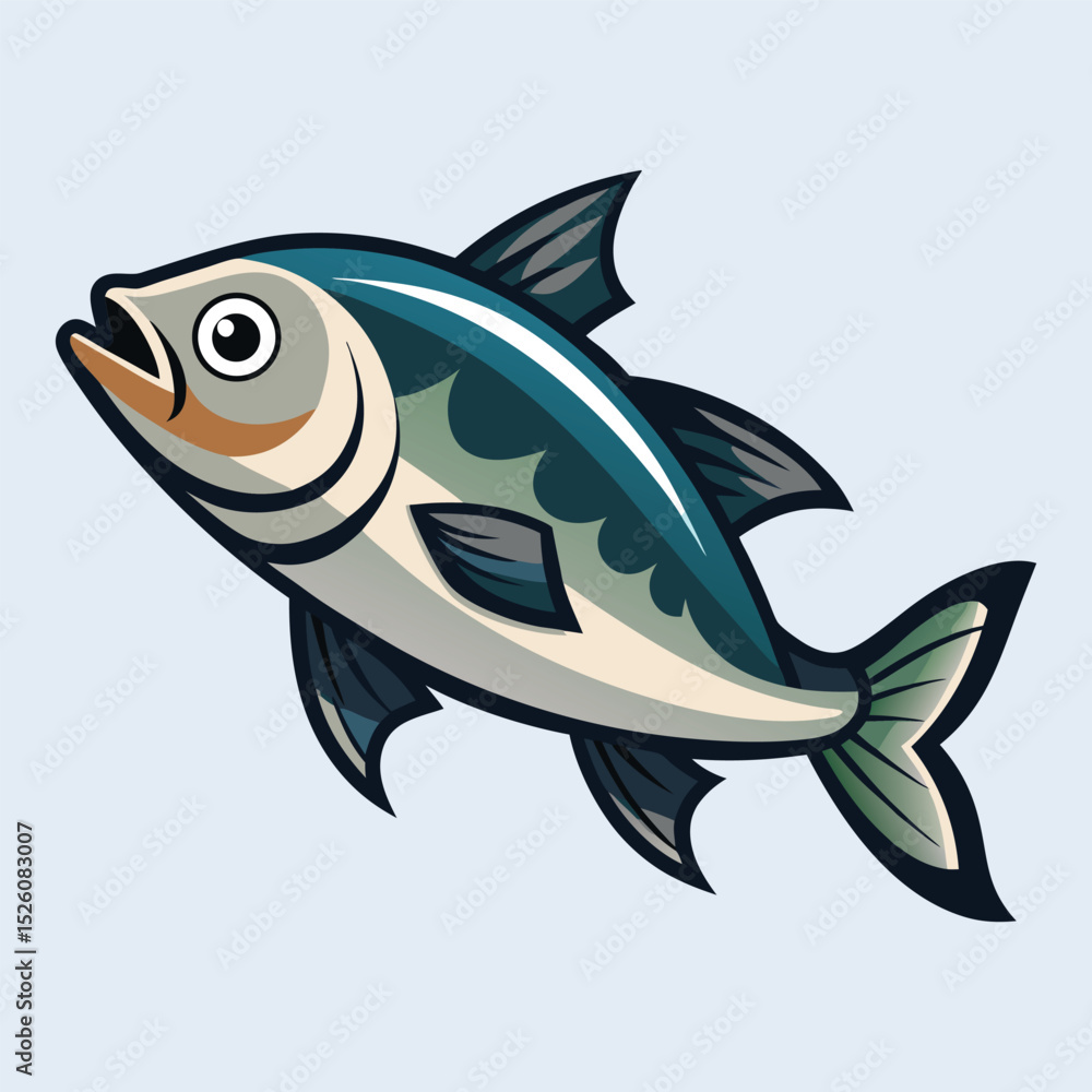 Cartoon vector illustration of a marine animal fish underwater in the ocean Cartoon vector illustration of a marine animal fish underwater in the ocean
