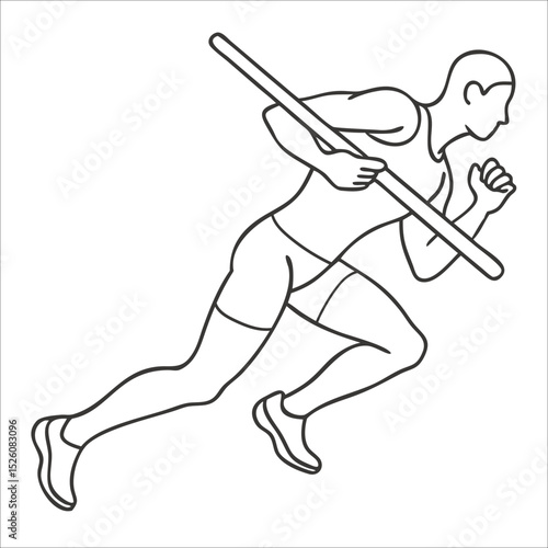 Vector icon of baton on track surface, placed diagonally. Indicates ongoing relay race or baton transition moment.