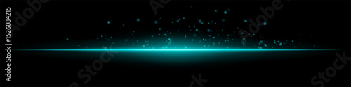 Blue flare burst. Single glowing horizontal beam with scattered particles and flare on dark background. Perfect for energy, tech, fire, sci-fi motion effects.