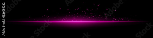 Pink flare burst. Single glowing horizontal beam with scattered particles and flare on dark background. Perfect for energy, tech, fire, sci-fi motion effects.