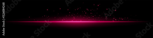 Pink flare burst. Single glowing horizontal beam with scattered particles and flare on dark background. Perfect for energy, tech, fire, sci-fi motion effects.