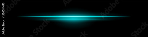 Blue sci-fi beam. Two horizontal glowing lines with central bright core and radial fade. Dark background gives tech feel. Suitable for energy, laser, futuristic design.