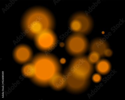 Orange light bokeh. Soft blurry circles in random size and opacity on dark background. Atmospheric and abstract, fits dreamy, festive, or sci-fi themes.