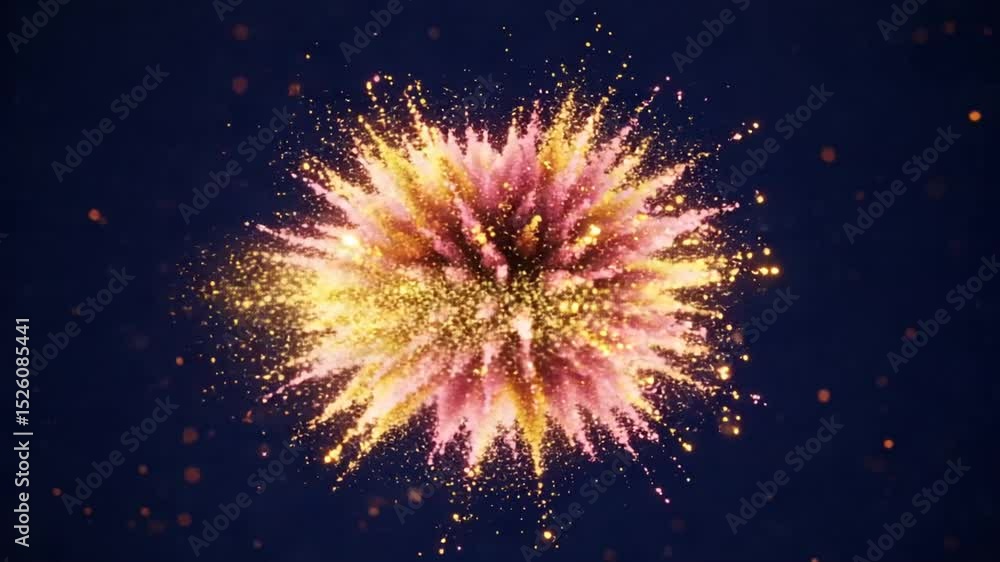 Colorful explosion of pink and gold particles on dark background Colorful explosion of pink and gold particles on dark background
