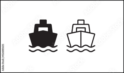 Boat vector in solid black and outline watercraft design