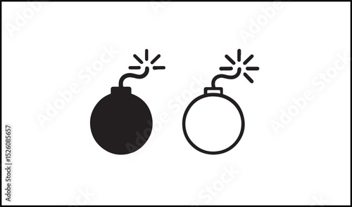 Bomb vector in solid black and outline danger icon style