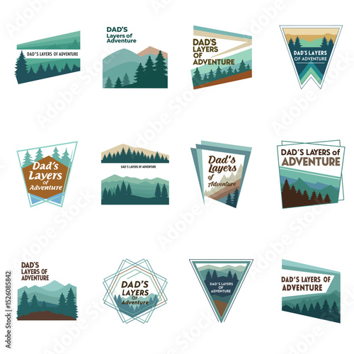 "Dad's Layers of Adventure" Layered Landscape T-Shirt Design Bundle for Father's Day