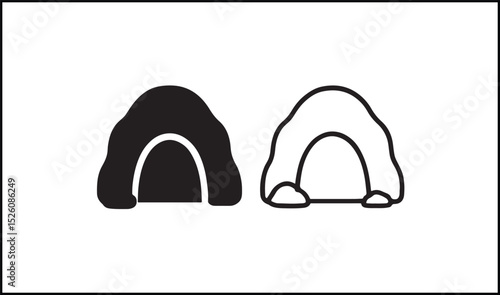 Cave vector in solid and outline rock formation design
