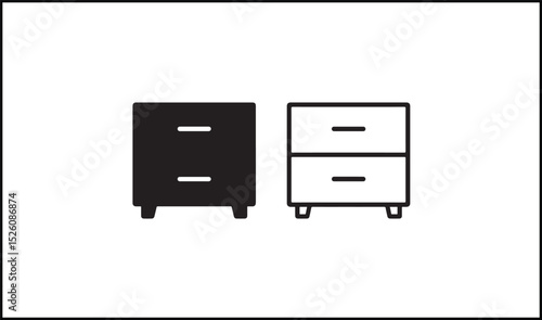 Drawer vector in solid and outline furniture storage design