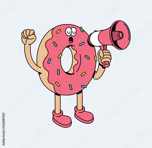 donut talk retro cute illustration