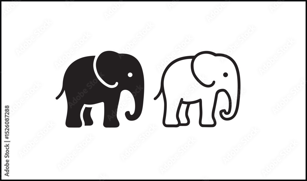 Obraz premium Elephant vector in solid and outline animal icon format