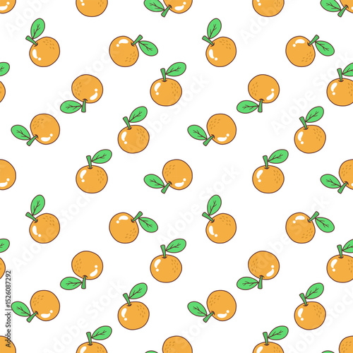 Cute Orange Seamless Pattern on White Background
