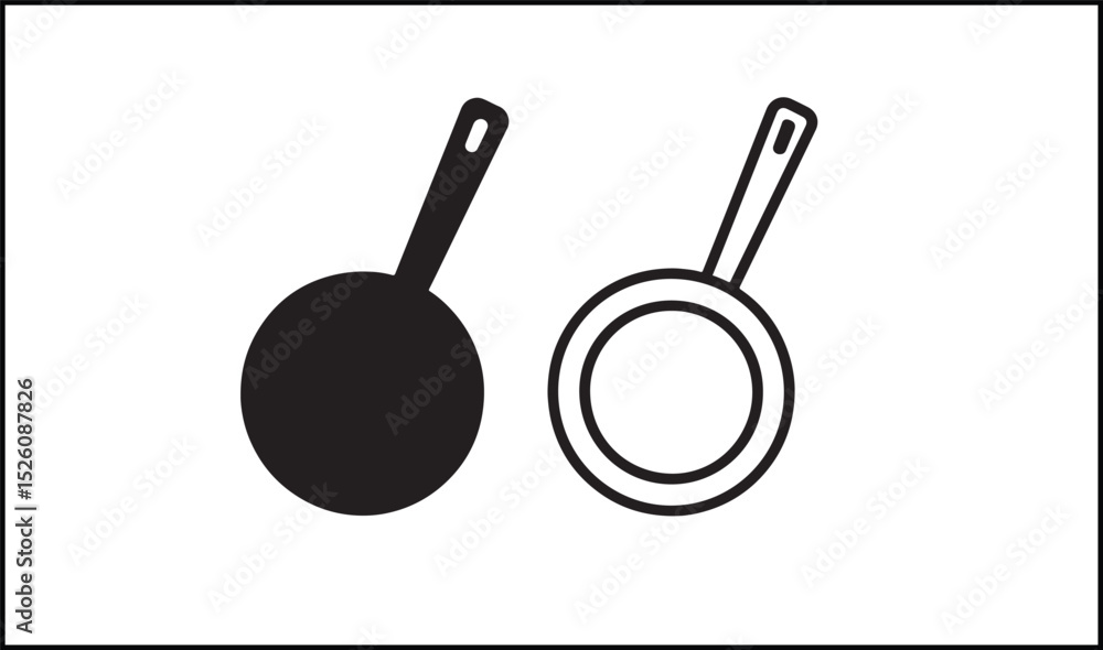Frying pan vector in solid and outline cooking utensil icon Frying pan vector in solid and outline cooking utensil icon