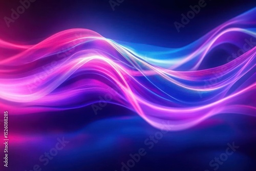 Wallpaper Mural Abstract glowing waves of pink and blue light flowing smoothly against a dark background, creating a sense of motion and energy Torontodigital.ca